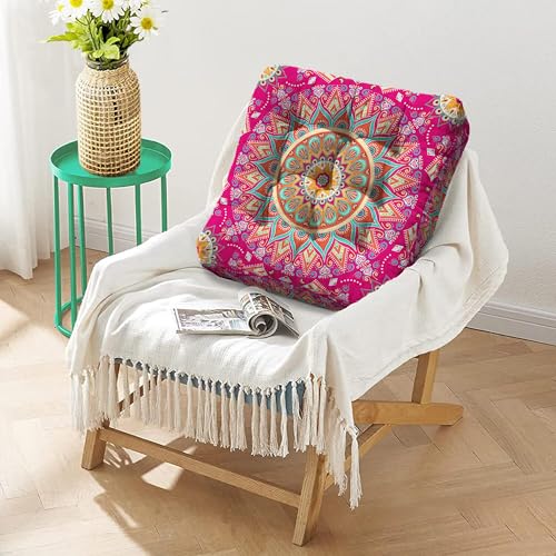 Mandala Meditation Cushion, Boho Meditation Mat, Meditation Pillows for Sitting on Floor, Cushions for Sitting in Home and Outdoor, Square Floor Pillow Cushion Seating for Yoga Accessories 22'' X 22'' - color: 06.mandala Meditation Cushion-1, size: 22x22
