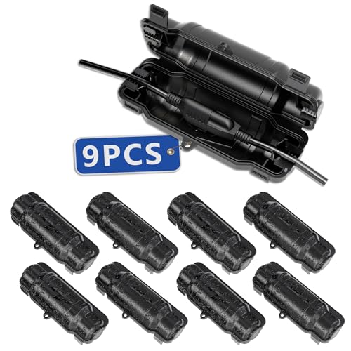 9 Pack Outdoor Extension Cord Safety Cover with Waterproof Seal IP54 Water-Resistant, Weatherproof Electrical Connection Box with 2 Latches, Plug, Socket, Holiday Decoration Light, Black - color: Black, size: 9 Pack