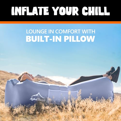 AlphaBeing Inflatable Lounger Beach Chair Accessories, Air Sofa Hammock Inflatable Couch for Camping Backyard Lakeside with Compression Sacks, Ideal Outdoor Gifts for Adults - color: SPACE GRAY