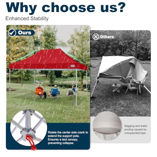 MASTERCANOPY Pop Up Canopy Tent Commercial Grade 10x15 Instant Shelter (Red) - color: Red, size: 10x15