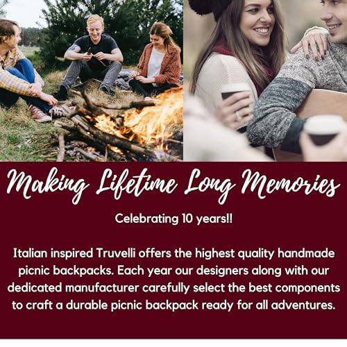 Truvelli Picnic Backpack for 2 with Blanket – 12-in-1 Insulated Picnic Basket Backpack Set with‬ Wine Holder, Cutlery & Cheese Board – Luxury Picnic Back Pack for Couples, Outdoor‬ Adventures, Blue - color: Blue