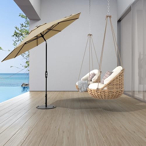 Midtown Umbrellas – The Swilt 10 Ft Patio Umbrellas with 360° Swivel & Tilt Mechanism, 8 Fiberglass Ribs & Terylast Polyester Fabric for Backyard, Deck, Pool & Cafes - Chestnut Canopy, Black Pole - color: Terylast Chestnut, size: 10 Feet
