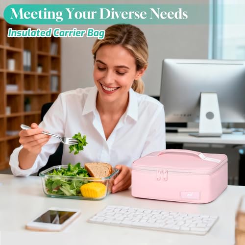 NOL Natural Organic Lifestyle Insulated Lunch Bag for Adults – Compact Cooler Lunch Box with Food-Grade Lining, Waterproof Lunch Bag for Work, Travel | Portable Thermal Meal Tote with Handle, Pink - color: Pink, size: Small (4.5 Liters)