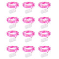 Brightown Valentine's Day 12 Pack Pink Led Fairy Lights Battery Operated String Lights Waterproof Silver Wire 7 Feet 20 Led Firefly Starry Moon Lights for DIY Wedding Party Bedroom - color: Pink, size: 12 Pack