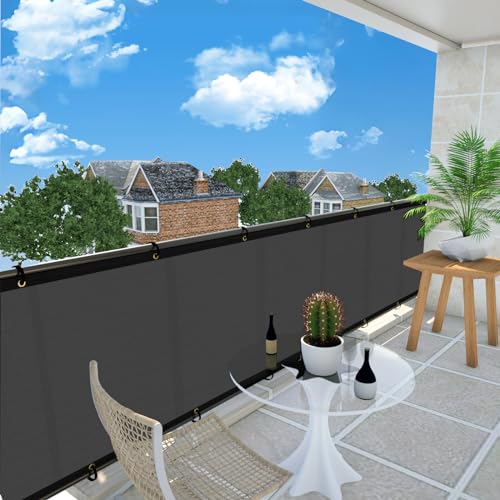 UPGRADE Privacy Screen 3' x 10' Fence Commercial Shade Cover with Brass Grommets Heavy Duty Perfect for Outdoor Back Yard, Grey, Customizable - color: Dark Gray, size: 0 3' x 1 0'