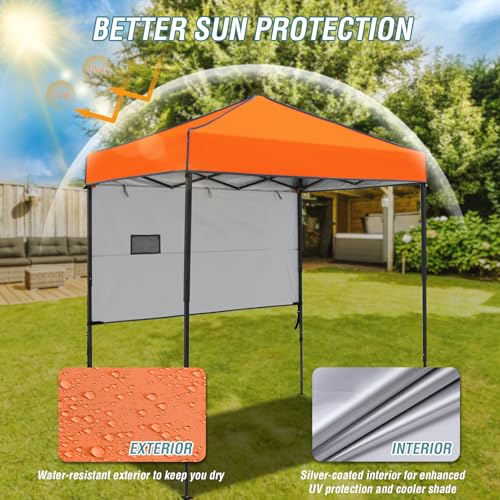 EAGLE PEAK 6x4 Instant Pop Up Canopy Tent with 1 Half Wall Panel, Straight Leg Sun Shelter, Portable Canopy with Carry Bag for Camping, Beach & Sports, Orange - color: Orange, size: Half Wall