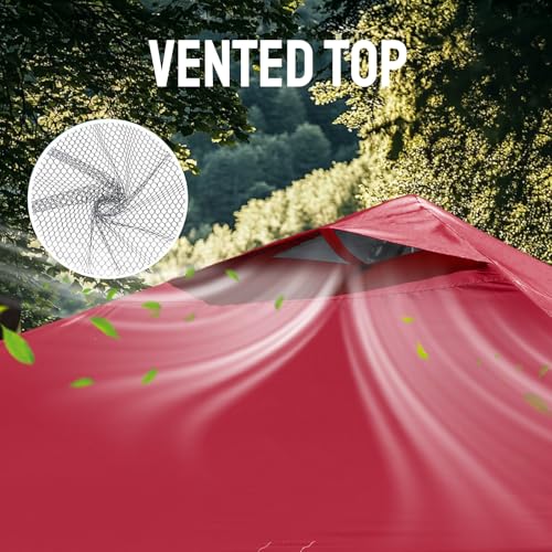 CROWN SHADES 10x10 Pop Up Canopy Tent - Patented Center Lock One Push Instant Outdoor Canopy Beach Tent with STO-N-Go Bag 8 Stakes & 4 Sand Bags，Red - style: Red