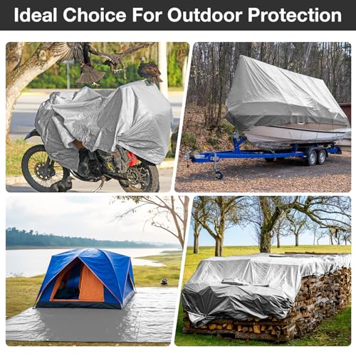 Pattiumo Tarp Waterproof 10 X 12 FT 16 Mil Heavy Duty Tarp Multipurpose Tarps Heavy Duty Waterproof Protective Cover UV All Weather Resistant for Shelter Camping, Green/Brown - color: Silver/Black, size: 10x12ft