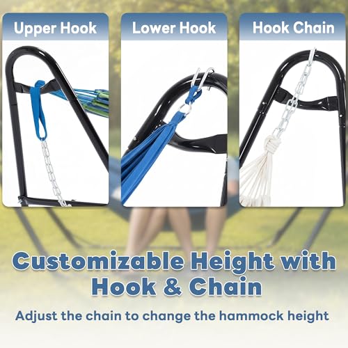 Sweetcrispy Universal Double Hammock Stand Only, Heavy Duty Hammock Stands for 2 Person, Steel Stand for Indoor and Outside Garden Backyard Patio Pool Beach - color: Black, size: 128IN