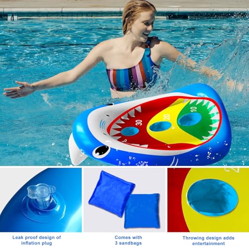 Kids Fun Pool Toys,Inflatable Shark Cornhole Board Floating Water Game Outdoor Swim Play for Adults Family,Cool Summer Party Gift for 6 7 8 9 10 12 Year Old Boy Girl Teen - style: Shark Cornhole Board