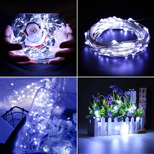 Fairy Lights Battery Operated, 10Feet 30 LED String Lights Indoor Outdoor, Starry Twinkle Light for Wedding Party Christmas Table Decorations, Cold White Bluish（AA Batteries not Included） - color: Cold White（Bluish）, size: 10ft