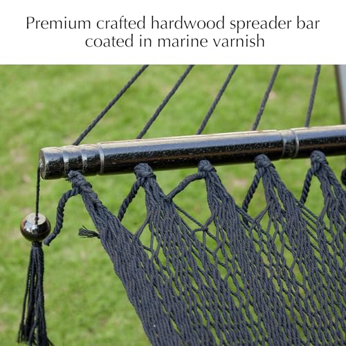 PNAEUT Double Rope Hammocks for Outside, Handwoven Double Caribbean Hammock with Spreader Bar for Outdoor Indoor, Max 600 lbs Capacity (Abyss) - color: Abyss