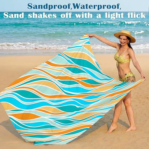 Famstar Beach Blanket Oversized Extra Large 78" X 81",Waterproof Sandproof Beach Blanket 1-7 Adults Lightweight Durable for Travel Camping Hiking Picnic - color: Mixed4, size: 78" X 81"