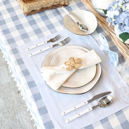 ANNOVA Silverware Set, Retro/Rivet Colorful Stainless Steel Tableware Kitchen Flatware Set Utensils, Includes Dinner Knives, Forks, Spoons, Salad Forks & Dessert Spoons (White, 10 Pieces) - color: White