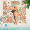 Beach Blanket 78''×81'' Suits 1-5 Adults Waterproof Sandproof Oversized Waterproof Lightweight Durable Beach Blanket Large Picnic Mat for Travel Camping Picnic - color: Flowers, size: 78''x81''