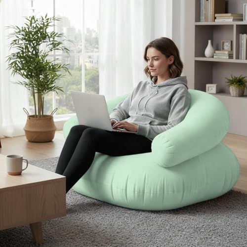 Yoidesu Inflatable Couch with Pump, Easy Setup, Ultralight, Blow up Lounger Chair, Suitable for Hiking, Camping, Beach, Festivals, Lightweight Air Sofa for Relaxing Anywhere (Green) - color: Green