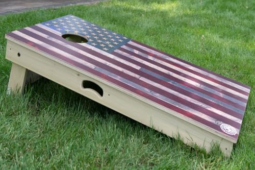 Slick Woody's Professional-Grade Cornhole Boards - 4'x2' Solid Wood Regulation Man Cave + Beer Branded Corn Hole Toss Game with 8 Resin Filled Bags - color: Hamm's White