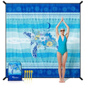 Diveblues Beach Blanket Oversized Extra Large 110" * 118"/ 9 * 10 Ft,Beach Mat Waterproof Sandproof,Soft and Durable, Picnic Mat for Travel Camping, Beach Vacation,4 Stakes & 1 Travel Bag - color: Dream Turtle