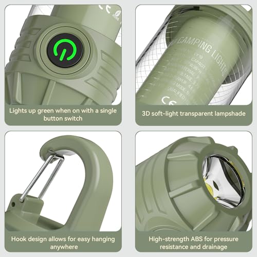 Ultra Bright Camping Lantern, 1200mAh Camping Lights with 3 Colors & 4 Brightness, SOS, Max 1500LM, Waterproof Rechargeable Flashlight Lantern for Power