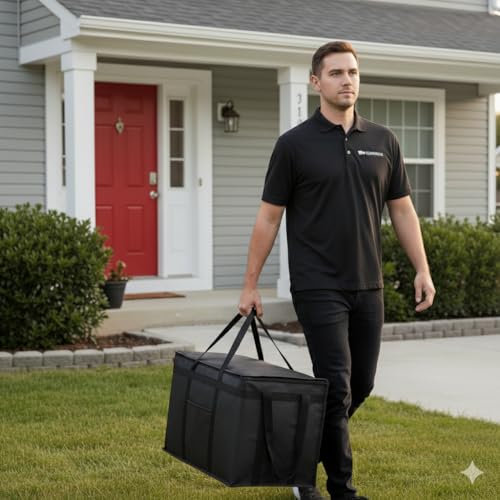 Insulated Food Delivery Bag, XXXL Insulated Reusable Grocery Cooler/Hot Bags, Tote Bag for Shopping/Travel/Doordash, Catering Bag Doordash 22x14x13, Black, 1-Pack - color: Black, size: 22 x 14 x 13 inches