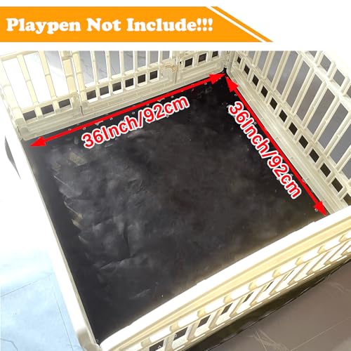 Dog Playpen Bottom Pad Fits for 36 Inch 4 Panels Exercise Pet Playpen, Dog Crate Pad Puppy Playpen Pad, Hoop and Loop Design (Note: Playpen Not Included). -PureBlack - color: PureBlack