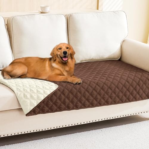 Smiry Waterproof Dog Bed Cover Pet Blanket, Soft Washable Dog Blanket for Furniture Bed Couch Sofa Reversible, Checkered (30"x70", Brown/Beige) - color: Brown/Beige, size: 30x70 Inch