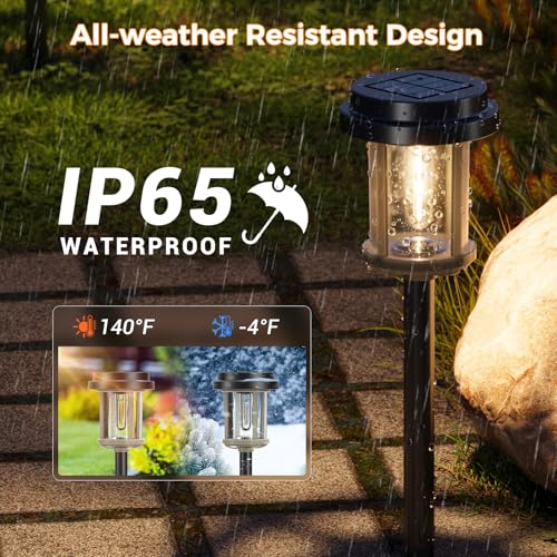 XMCOSY+ Solar Pathway Lights, 20 LM Bright Solar Lights Outdoor Waterproof IP65, Metal Outdoor Light for Outside Garden Path Yard Walkway Driveway (‎Black & Grey) - color: Black & Grey, size: 4 Packs
