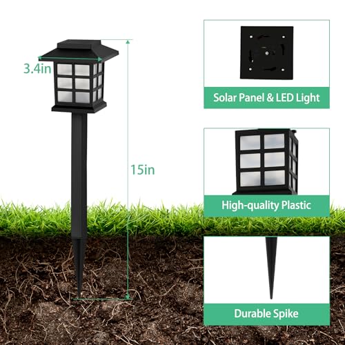 12-Pack Solar Walkway Lights,Solar Pathway Lights Outdoor, Auto Charge/Discharge Ground Lamp , IP44 Waterproof Landscape Spotlights for Yard, Pathway, Driveway, Pool & Patio Decoration(Cold White) - color: White