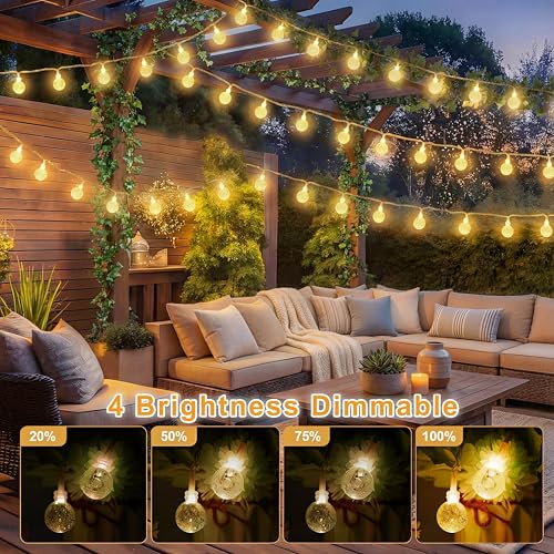 OMIKA Globe Outdoor String Lights Plug in, Connectable 66ft 120LED Crystal Ball Light Waterproof Remote, 24 Colors Decorative Lights for Patio Umbrella Tent Garden Eaves Party Indoor Christmas Décor - color: Color Changing, size: 66ft 120LED