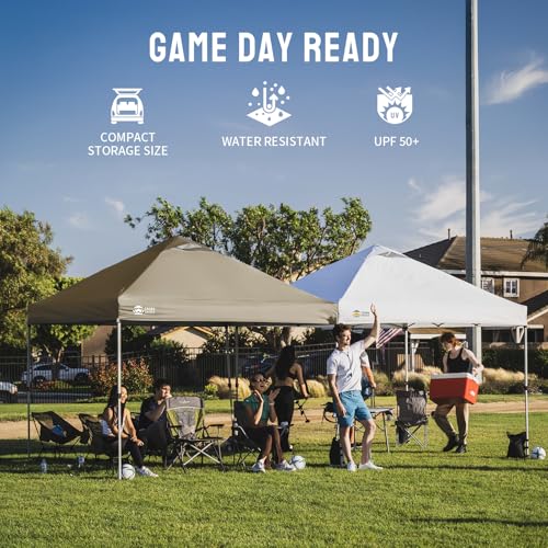 CROWN SHADES 10x10 Pop Up Canopy, Patented Center Lock One Push Tent Canopy, Newly Designed Storage Bag, 8 Stakes, 4 Ropes, Beige - color: Beige, size: 10x10