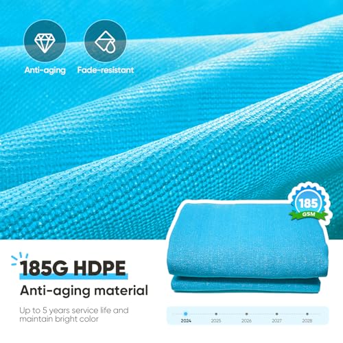 Quictent 20x16ft Rectangular Sun Shade Sail 185G HDPE Canopy 98% UV Block Outdoor Patio Garden Commercial Deck with Hardware Kit (Turquoise) - color: Turquoise, size: 20 x 16 ft, style: Rectangle