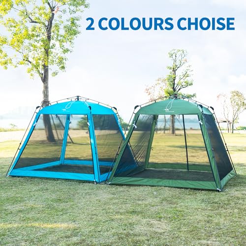 Pop Up Screen House Gazebo 8.2'x8.2'x75'' – Instant Portable Canopy with Mosquito Netting & UPF Sun Protection, Tool-Free 1-Minute Setup, Foldable Outdoor Tent for Backyard, Camping, Garden.Blue - color: Blue
