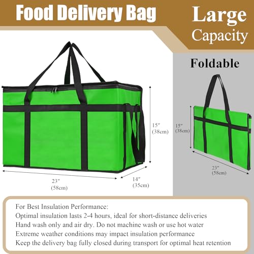 PEASUG Insulated Bags for Food Delivery, XXXL Pizza Delivery Bags, Large Capacity Cooler Bag Keep Food Warm for Grocery Shopping and Catering, Foldable, Heavy-Duty (Green) - color: Green, size: XXX-Large