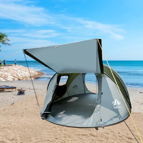 Night Cat Pop-up Camping Tent: 2 Person Tent Waterproof Instant Easy Setup Family Tent - color: Army Green, size: 2 Persons (9.5x6.6x4 ft)