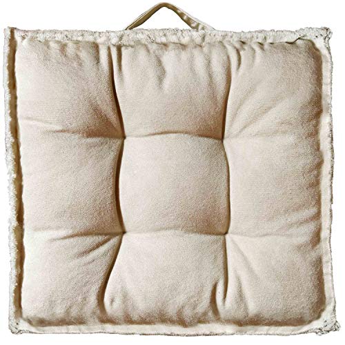 Verpert Square Thick Floor Seating Cushions,Solid Thick Tufted Cushion Meditation Pillow for Sitting on Floor,Tatami Pad for Guests or Kids Reading Nook,Yoga Living Room Sofa Balcony Outdoor (Beige) - color: Beige