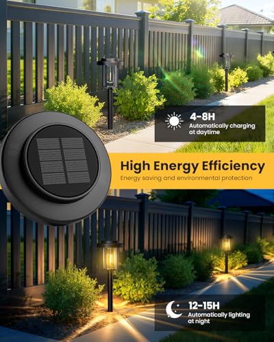 Solar Pathway Lights, 8 Pack Solar Light Outdoor IP65 Waterproof, Garden Lights Solar Powered, Outside Decor Landscape Lighting for Yard, Path, Driveway, Walkway (Warm White) - size: 8