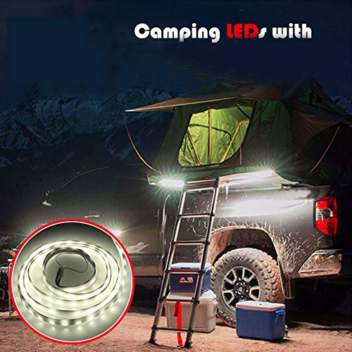 LED Rope Lights, USB Powered Portable Water Proof Camping Rope Lights with 180, Reusable Utility Ties and Storage Bag for Outdoor Hiking Emergency (White) - color: White