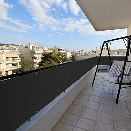 Patio 3' x 25' Balcony Privacy Screen Apartment Railing Covers Fence Panels for Outdoor, Temporary Fencing for Porch Deck Backyard Net Mesh with Zip Ties, Black