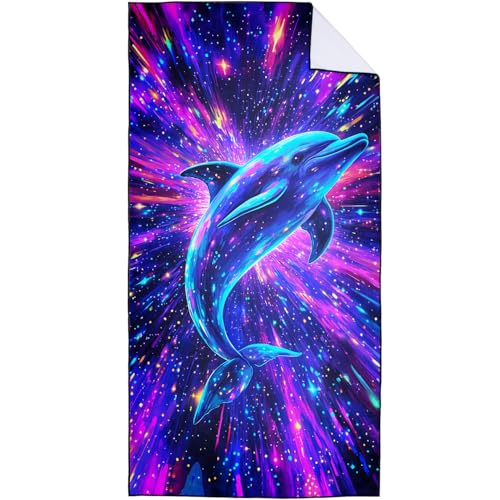 Fantasy Dolphin Beach Towel Oversized 36" x 72", Thin Lightweight Sand Free Quick Dry Microfiber Towel for Swimming Pool Cruise Camping Travel - color: Color_28