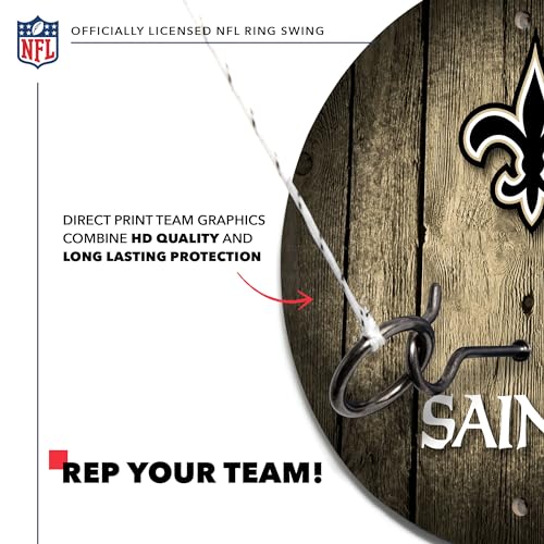 Solid Wood NFL Hook & Ring Toss Set with Direct Print HD Team Graphics – Easy Hang Hook and Ring Toss Target – Great Gift for Any Football Fan! Ring Toss Family Game for a Game Room