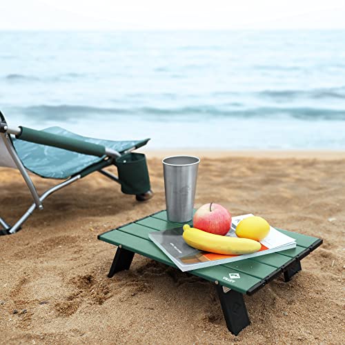 VILLEY Portable Mini Folding Beach Table, Ultralight Aluminum Side Table with Carry Bag for Camping, Picnics, and Outdoor Activities - Green - color: Green