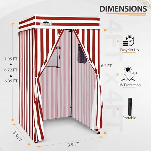 EAGLE PEAK Flex Compact 4x4 Pop-up Canopy Changing Room, Portable Privacy Dressing Room for Indoor Fashion Photoshoots, Camping, or Pool, White/Red - color: White/Red, size: 4x4 ft