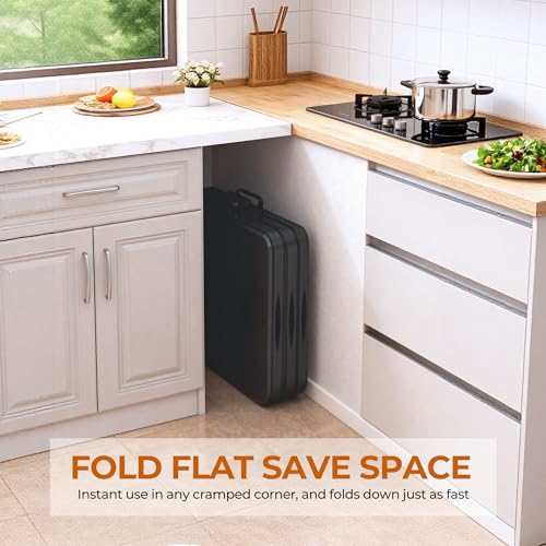 8Ft Foldable Table Portable Plastic Folding Table with Safety Locks, Lightweight & Durable for Parties, Dining, Weddings, Events, Picnics,Indoor & Outdoor Use (Black, 8FT) - color: Black, size: 8Ft