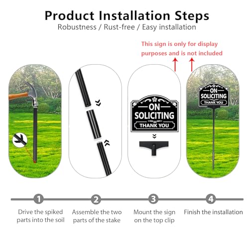 2 Pack Metal Yard Sign Stakes, 38 Inch Height Sign Holder, Rust, Wind & Dust Resistant Sturdy Metal Stake for Ground Yard Lawn - color: Black