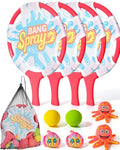 Water Paddle Toss Game for Kids & Family, Floating Beach Paddle Game with 4 Paddles, 4 Animal-Shaped Balls and 2 Round Balls, Pool Beach Toys for Kids, Indoor Outdoor Catch Game for Yard Lawn Sand - size: 4pcs