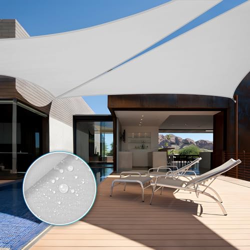 TANG 5'x5'x5' Waterproof Sun Shade Sail Triangle Outdoor Canopy UV Block Shade Cloth with Curved Edge for Patio Backyard Pool Pergola Cover, Light Grey - color: Light Grey, size: 5'x5'x5'
