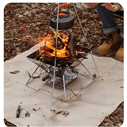 Fire Pit Mat, Fireproof Stove Grill Mats Blanket for Wood Deck Insulation, Camping BBQ Temperature Resistant Rugs Accessories for Outside Indoor Lawn Protection (17.7''×17.7'') - size: 17.7''×17.7''