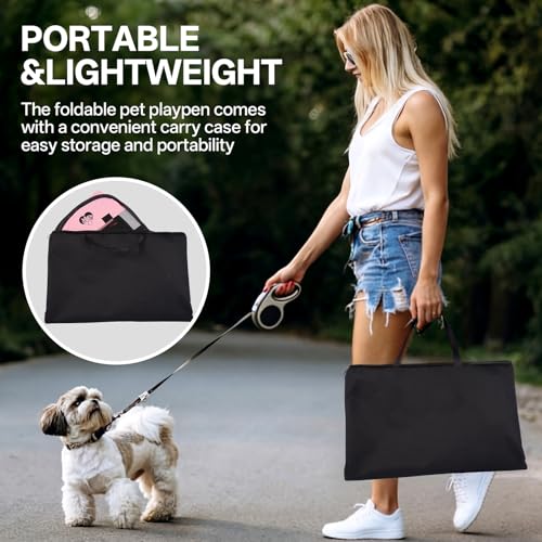 Dog Cat Playpen,Portable Foldable Tent-Outdoor Pet Crate Cage for Small Dogs,Travel Camping Use for Small Animals with Carrying Case,Indoor Enclosure for Puppy/Cats/Rabbits(Pink, S) - size: Small
