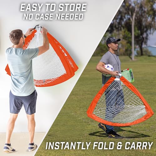 GoSports Portable Soccer Goals for Kids - 13 Color Options - Choose 4 x 3 ft or 6 x 4 ft - Team Tone Pop Up Nets for Backyard - color: Red, style: 4 ft x 3 ft