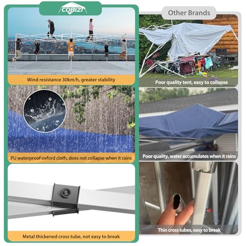 COBIZI 13x26 Pop up Canopy Tent 13x26 Canopy with 6 Sidewalls Waterproof Heavy Duty Commercial Canopy Tent for Parties Outdoor Garden Gazebo, Carry Bag with Wheel(13x26ft, Dark Blue) - color: Dark Blue, size: 13X26FT 6 Sidewalls